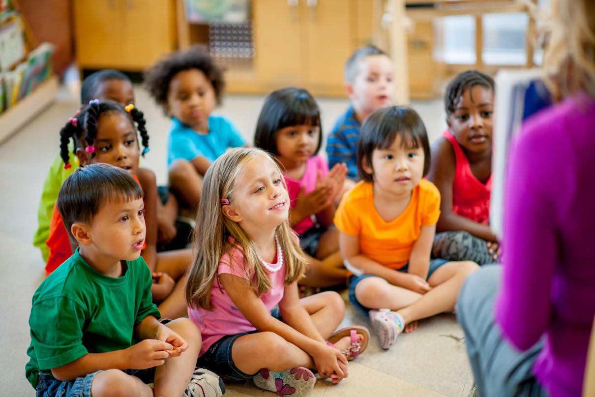 Preschool kids having class